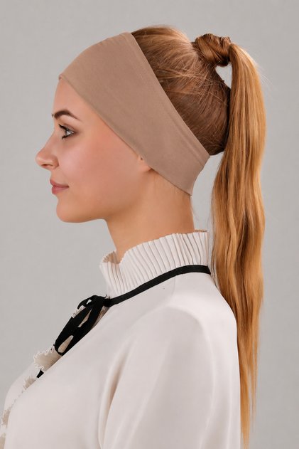 Women's Hijab Magic Adhesive Non-Slip Bandana Sports Cap Milky Brown