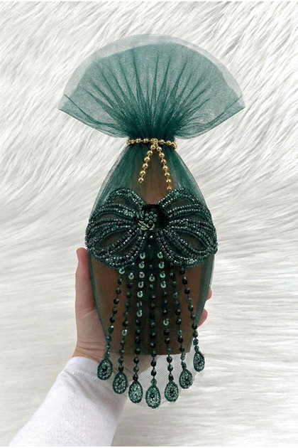 Emerald Green Test, Butterfly Applique, Sparkling Sequin and Beaded Henna Night Test, Wedding Henna Cube, Earth Test
