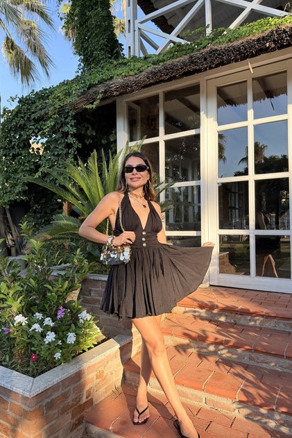 Ronse Black Halter Mini Dress