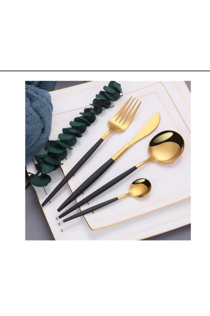 Mat Gold Cutlery Set 24 Pieces for 6 People (Dinnerware)