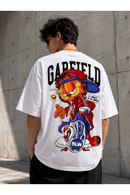 Garfield Urban Grafik Baskılı Oversize Tişört