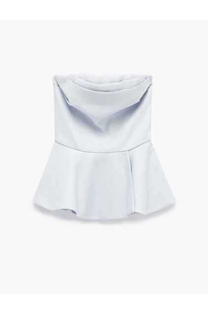Strapless Ruffled Collar Layered Flounce Linen Corset Bustier