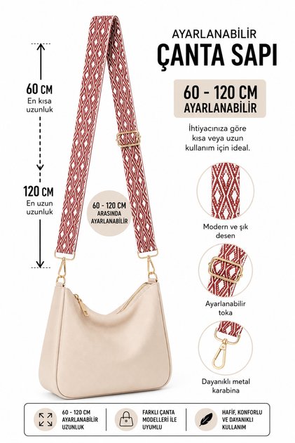 Adjustable Patterned Bag Strap 60-120 cm Shoulder Strap Fabric Bag Handle Crossbody Bag Strap with Metal Carabiner