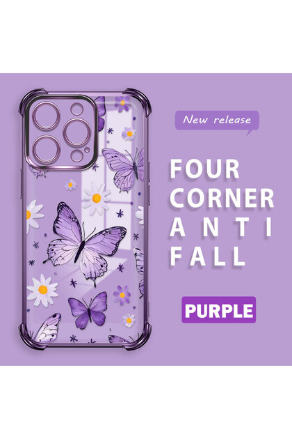 iPhone 14 Pro Compatible Transparent Back Four Corners Reinforced Impact Protection Silicone Case