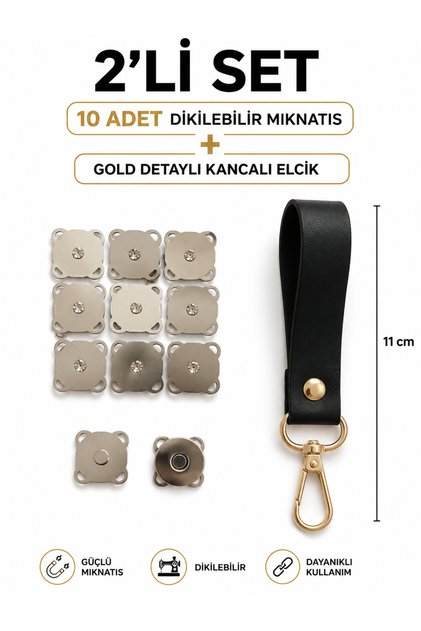 Magnetic Snap Fasteners That Can Be Sewn into a Knitted Bag/Nickel Gray (10 Pcs)