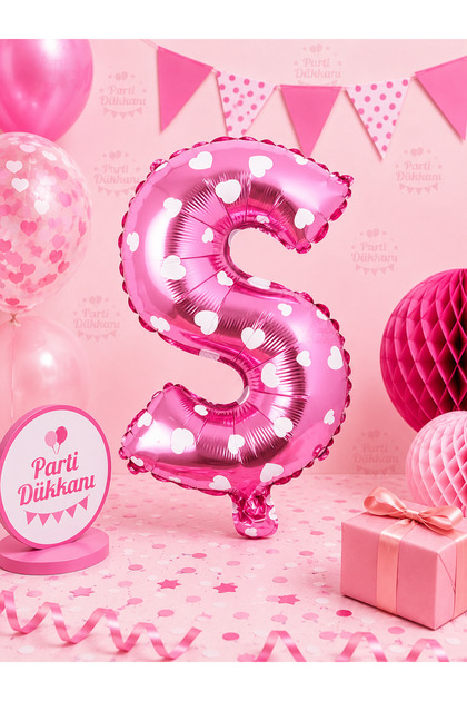 16 Inch 36 cm Polka Dot Pink Letter S Foil Balloon Birthday Name Lettering Party Decoration