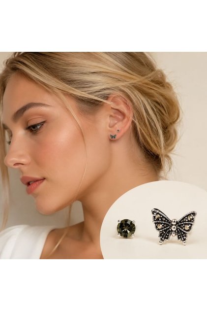 Set cercei stud femei din aliaj metalic cu cristale, accesoriu vintage elegant, bijuterie hipoalergenică pentru purtare zilnică și ocazii speciale