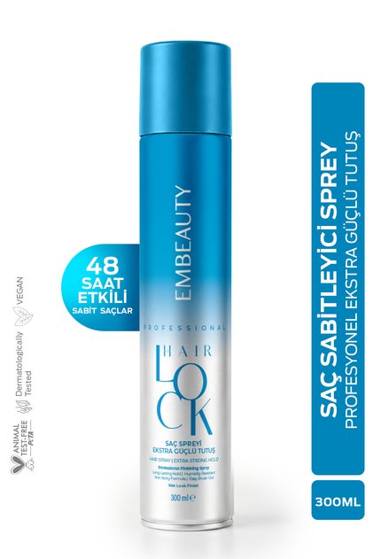 Hair Lock Profesyonel Ekstra Güçlü Tutuş Canlı ve Parlak Görünüm Veren Saç Sabitleyici Sprey 300 ml