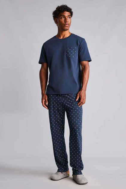 100% Cotton New Regular Fit Short Sleeve Crew Neck 2-Piece Pajama Set H7472Ax26Au