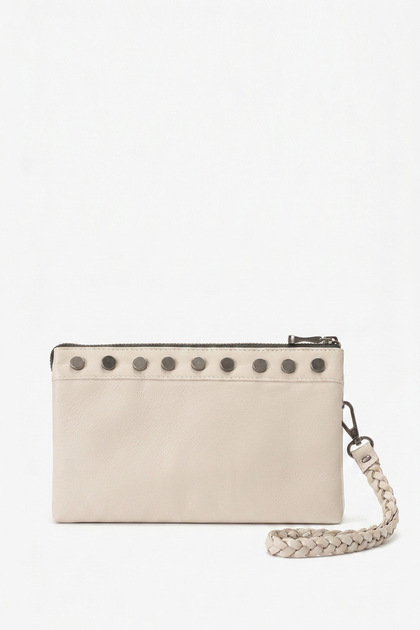 010A Real Leather Women's Strap Wallet Bag Cream