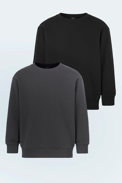 Logan Set of 2 Unisex Kids Black - Gray Sweatshirts