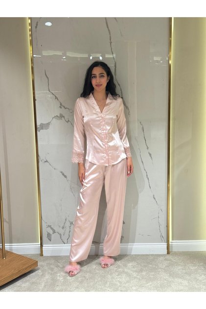 6 Piece Dowry Satin Nightgown Set Lace Robe Pajama Shorts Undershirt Long Sleeve Pajama Set |   6-Piece Bridal Dowry Set Underwear Set