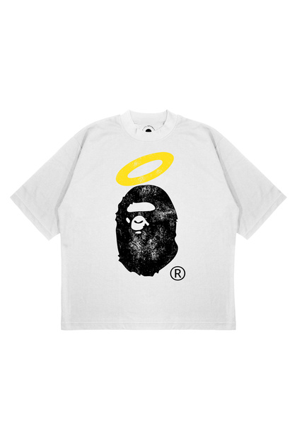 Unisex Oversize a Bathing Ape Angel Printed Boxy Fit Thick Fabric (240Gsm) T-Shirt