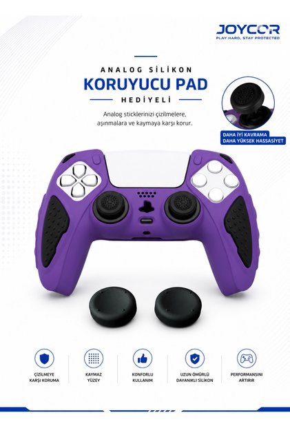 PS5 Gamepad Uyumlu Premium Silikon Kılıf + Analog Koruyucu Başlık Seti | Kaymaz , Darbe Koruma, Tam Uyum
