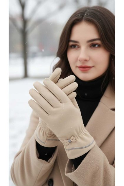 Parachute Fabric Touchscreen Plush Inside Women Gloves
