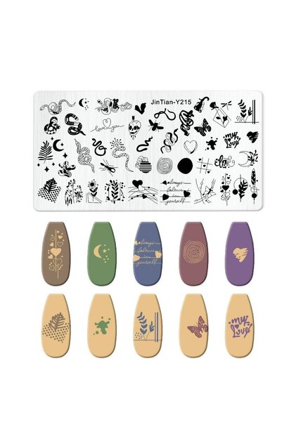 Yılan Doğa ve Geometri Dizayn Nail Art Stamping Baskı Plakası JT-Y215