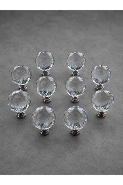 Chrome Prism Cut Crystal Glass Furniture & Drawer Handle Diameter(30mm)
