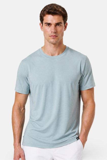 Men Slim Fit Short Sleeve Training T-Shirt, Ice Blue
