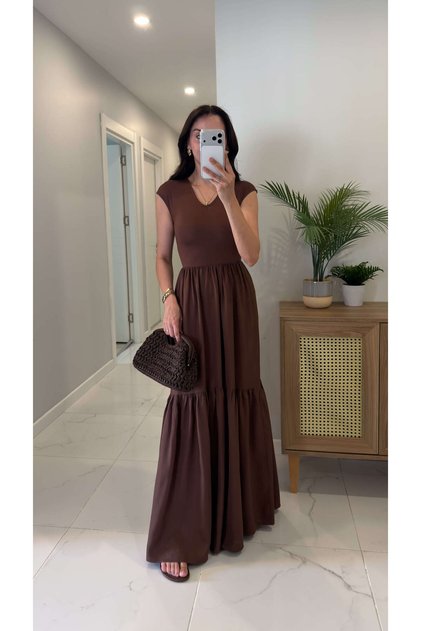 Yilda Brown Sleeveless Dress