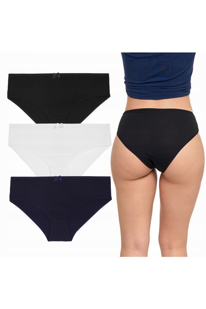 Chiloți Damă Set 3, 2XL, Negru, Alb, Bumbac , Confortabil