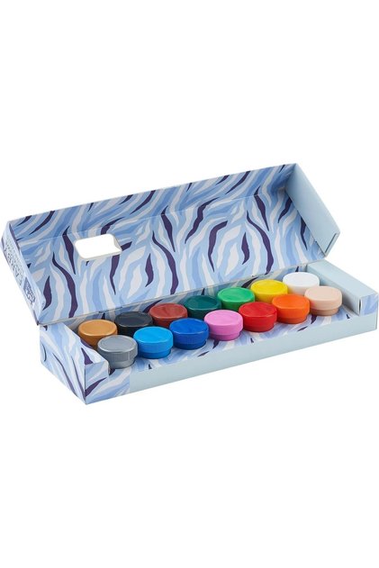 Acuarele guase pentru afise Kids, set 14, include auriu, argintiu si culoarea pielii, motiv Zebra