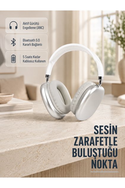 Bluetooth 5.0 Kulak Üstü Kulaklık – Uzamsal Ses, Gürültü Engelleme, Ergonomik Tasarım -
