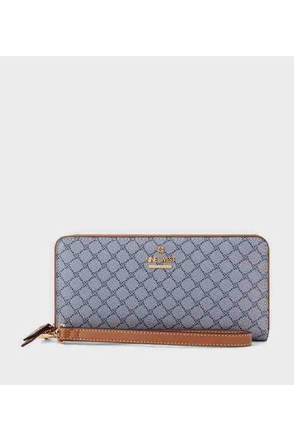 Monogram Print Blue Women Wallet