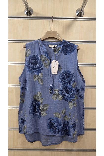 Zero Sleeve Italian Cotton Blouse