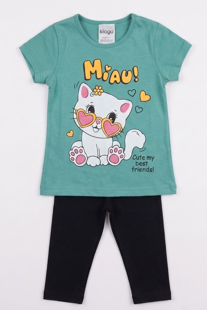 Girl/Boy 2-6 Years Old Short Sleeve Capri Set 2-Piece Cotton Summer Bottom Top Set Miaw