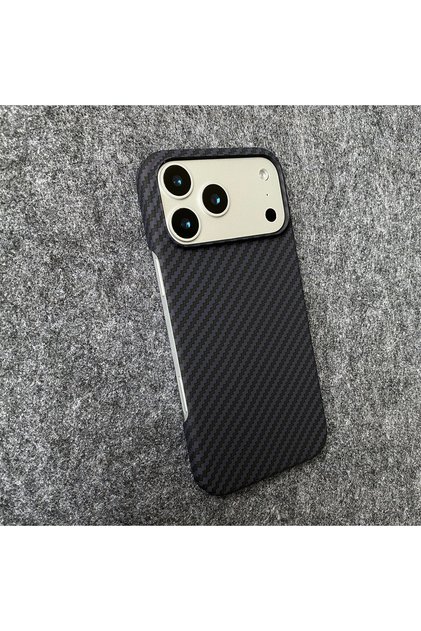 iPhone17 Pro Max Black SlimFrameless Carbon Fiber Hard Phone Case for IPhone Air 17 16 15 14 Plus 1