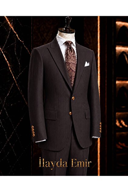 Men's Suit Slim Fit Pinstripe Classic Groom Suit Jacket Pants
