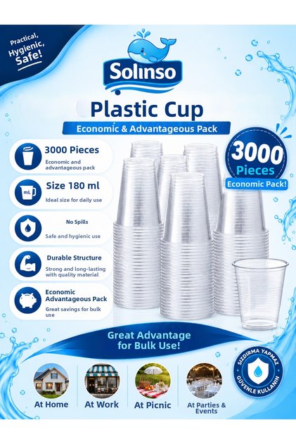 🐳 Plastic Pet Cups 180 Cc Automatic Cup Dispenser 3000 Pieces