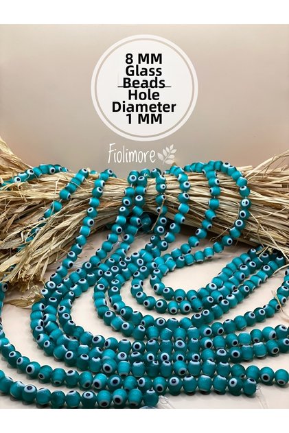 8 mm Glass Beads (1 String of 46 Pieces) Hole Diameter 1 mm Jewelry Design Hobby Beads