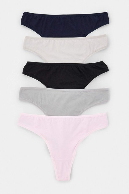 Black-Multicolor 5-Piece Thong Panties Thmaw27Ku00032