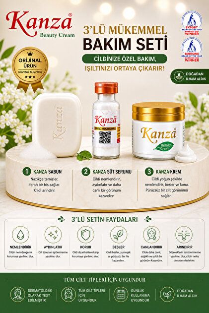 Kanza 3'lü Krem (KREM, SERUM , SABUN) - Fiyatı, Yorumları