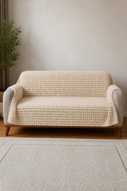 Rabbit Hair Square Textured Non-Slip Sofa/Sofa Bed Cover 170X210 cm