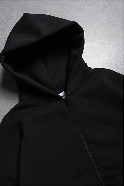Crupt Studio Darkline Siyah Crop Erkek Ceket Zip Hoodie - Fiyatı