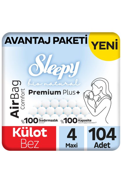 Bio Natural Premium Plus Airbag Comfort Advantage Package Panty Diaper Size 4 Maxi 104 Pieces