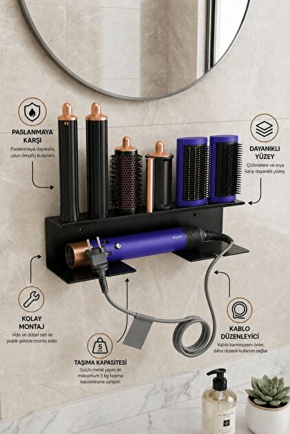 Grandmix Airwrap Uyumlu Premium Metal Duvar Standı Saç