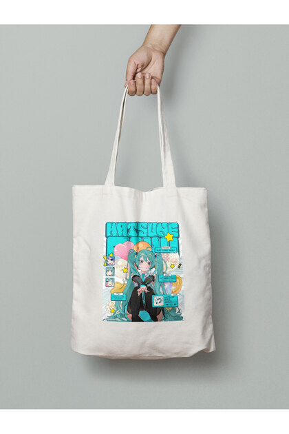 Akumastik Hatsune Miku Bez Çanta 35x40cm - Anime Çanta - Tote Bag