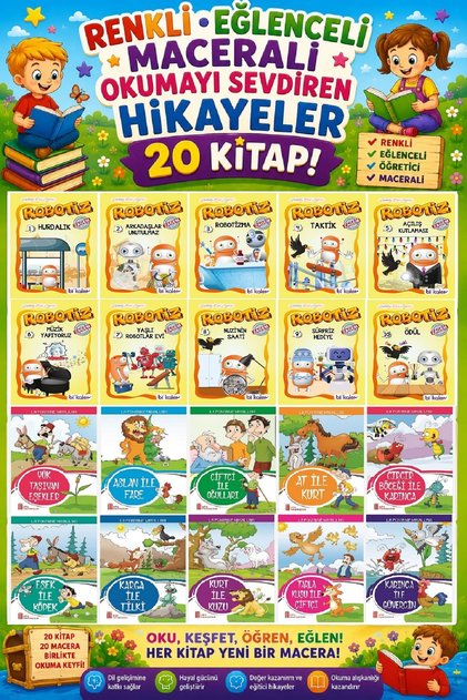 1.Sınıf Renkli Eğlenceli Maceralı Okumayı Sevdiren Hikayeler 3 (20 Kitap)