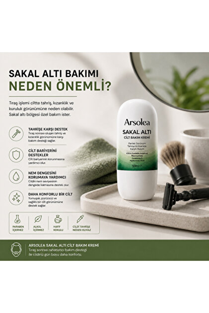 Arsolea Under-Beard Skin Care Cream  Anti-Redness and Anti-Irritation,  Herbal Moisturizing and Refreshing- Trendyol