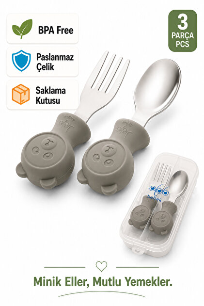 jojobebek Premium Çocuk BPA Free Kaliteli Silikon Saplı Paslanmaz