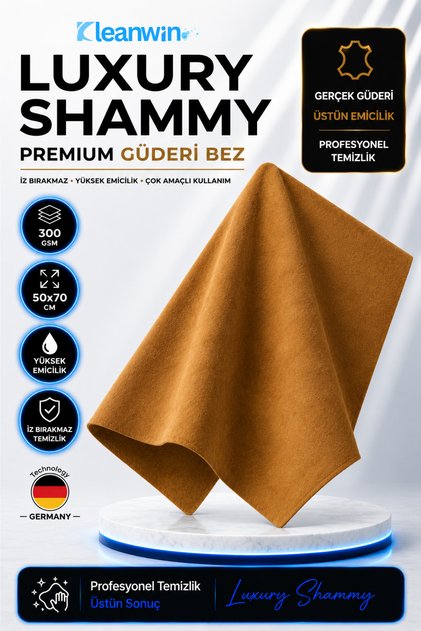 Luxury Shammy Güderi Bez | 50x70 cm | 300 GSM | Emici Araç Kurulama ve Yeni Nesil Temizlik Bezi