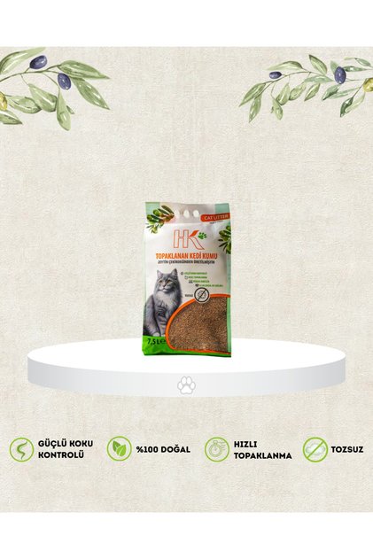 | Zeytin Çekirdeğinden Üretilen Aktif Karbonlu %100 Doğal Kedi Kumu 7.5 L (5 KG)