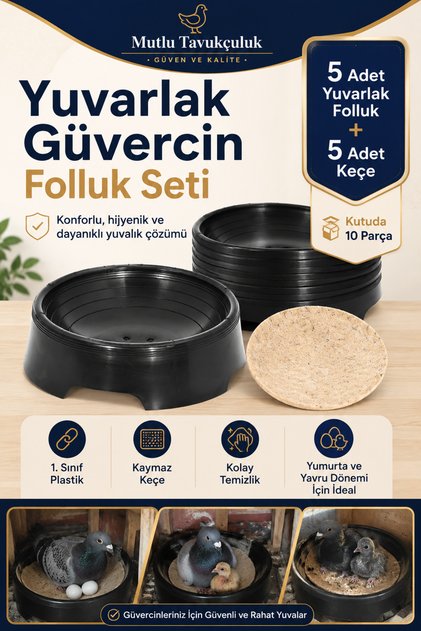 Folluk 5 Pieces 5 Pieces Felt Pigeon Oval Pigeon Folluk and Felt Egg Bowl Pigeon Nest Coop