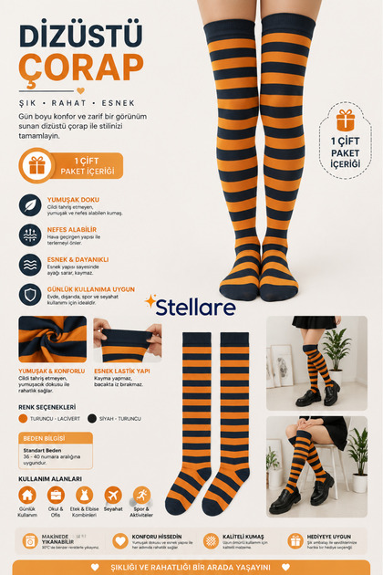 Women's Fashion Over-The-Knee Cotton Socks 1 Pair