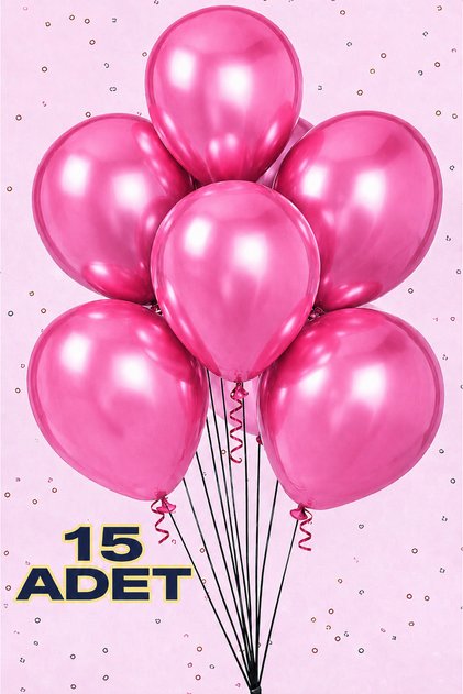 15 Pieces of Metallic Pink Shiny Balloons Birthday Celebration Ornament and Material