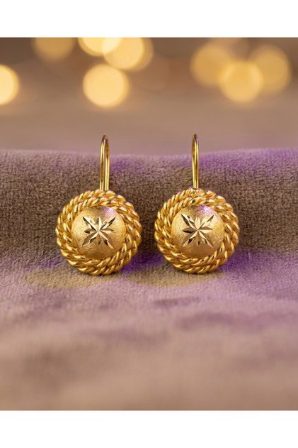22 Ayar Altın Küpe Dorika Örgü Kıvrım Sallantılı Özel Tasarım 3.88gr Kadın Hediye - K01007