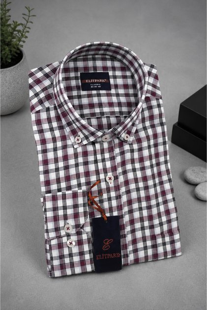 Urban Classic Burgundy Cotton Pocket Premium Long Sleeve Men's Shirt